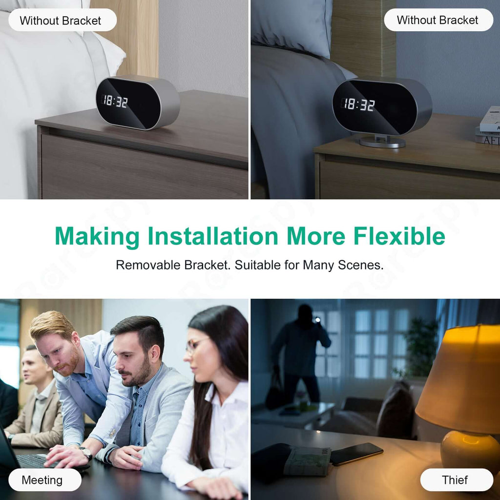 4K WiFi Clock Camera with Night Vision, Motion Detection & Remote Viewing