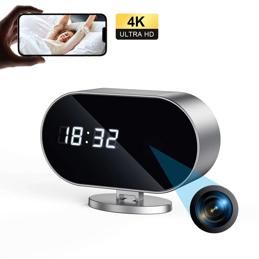 4K WiFi Clock Camera with Night Vision, Motion Detection & Remote Viewing
