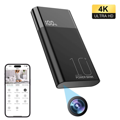 Cámara 4K Ultra HD Power Bank con visión nocturna, detección de movimiento y batería de 10000mAh