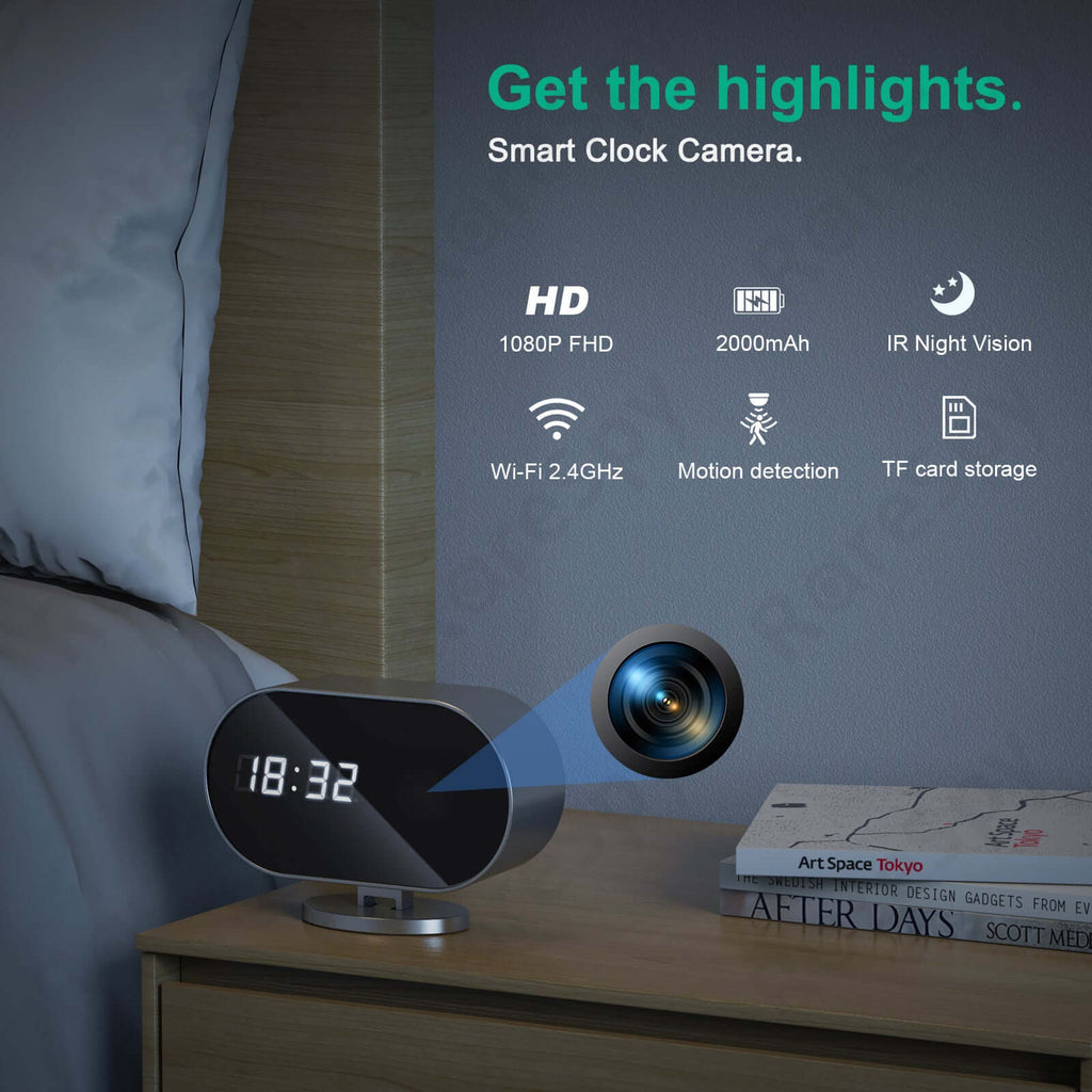 4K WiFi Clock Camera with Night Vision, Motion Detection & Remote Viewing