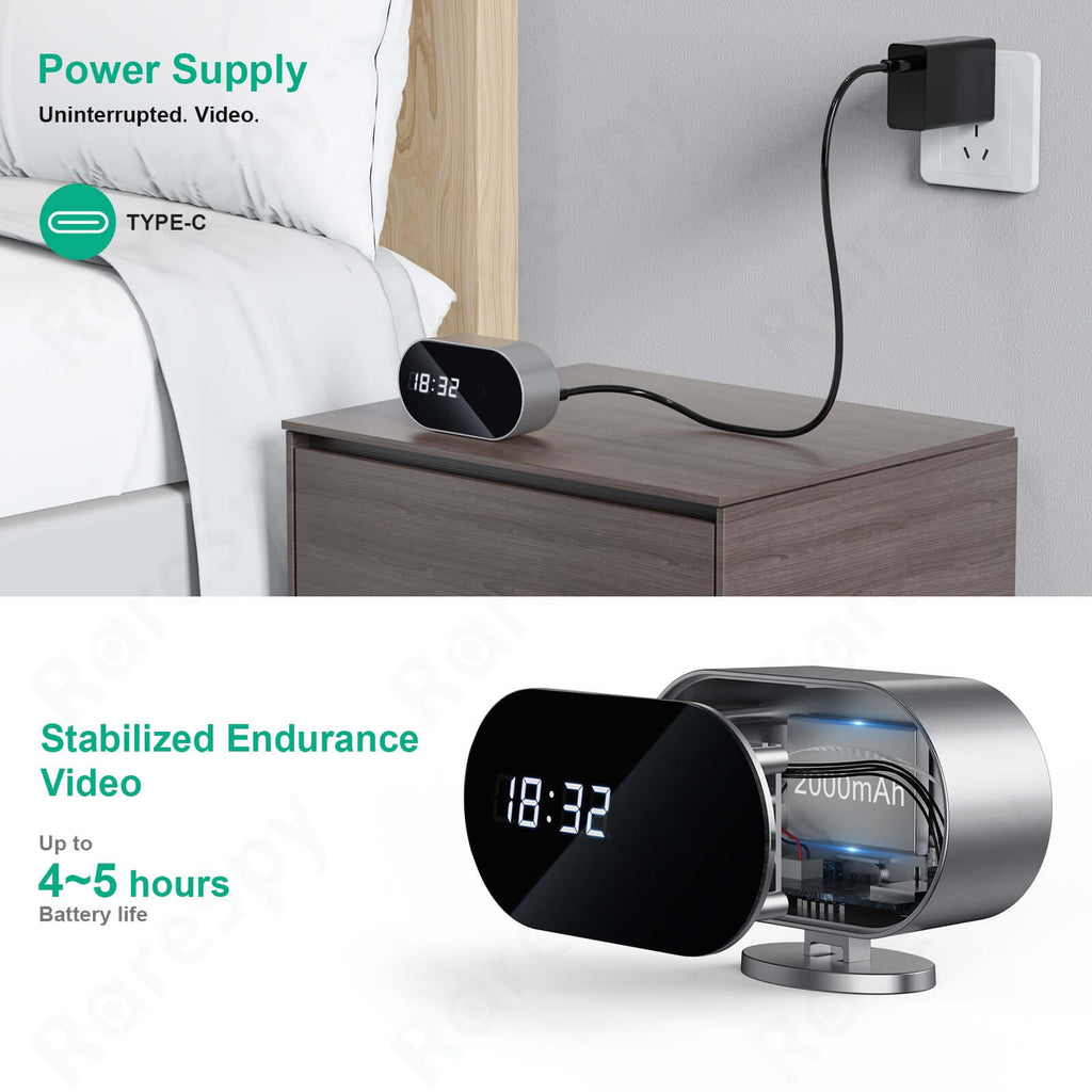 4K WiFi Clock Camera with Night Vision, Motion Detection & Remote Viewing
