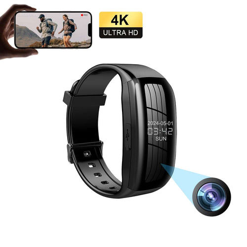 Intelligent spy watch with hidden camera and 4K display, ideal for discreet surveillance and recording.