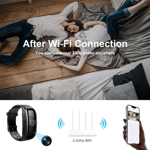 Intelligent spy watch with hidden camera and Wi-Fi connection for real-time video viewing.