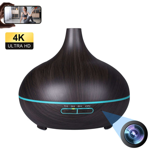 Ultrasonic Aroma Diffuser with WiFi Enabled 1080P Camera showcasing hidden camera and soothing design.
