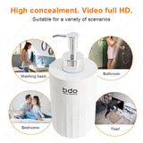 Hand sanitizer bottle spy camera with HD video, suitable for various scenarios like bathrooms and bedrooms.