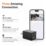 USB charger spy camera features three connection options: Wi-Fi, AP Hot Spot, and TF card video for flexibility.