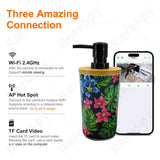 Image showing features of a bottle-style hidden WiFi camera with remote viewing and TF card video options.