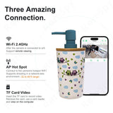 Push-pump bottle spy camera features Wi-Fi 2.4GHz, AP hot spot, TF card video for remote viewing.