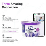 Wi-Fi enabled air freshener spy camera with three connection options for remote viewing and video recording