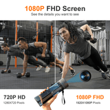 1080P HD screen comparison showcasing Protein Shaker Bottle with hidden camera features in a gym setting.