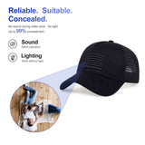 WiFi hidden camera baseball cap showcasing silent operation and 99% light concealment for discreet surveillance.