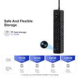 WiFi hidden camera power strip with USB ports and TF card storage capacity options for discreet surveillance.