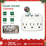 Cámara de pared multifunción WiFi con carga USB, detección de movimiento y 64 GB de almacenamiento