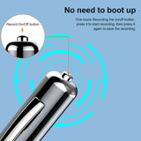 Writable Voice Recorder Pen showing one-touch record button and noise reduction feature for easy audio capture.