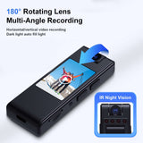 4K Mini Body Camera with 180° rotating lens for multi-angle recording and IR night vision feature.