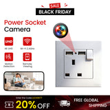1080P WiFi 13A Wall Socket Camera with Dual USB Quick Charger and Motion Detection