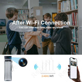 A water bottle with a hidden camera showcases its 1080P WiFi capability and real-time video streaming among children.