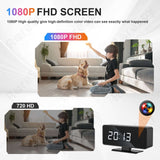 1080P FHD Screen comparison showcasing high-definition video quality for surveillance with a digital clock design.