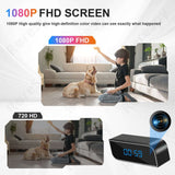 Comparison of 1080P FHD and 720P HD video quality, showcasing features of the WiFi clock spy camera.