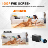 Comparison of 1080P FHD and 720P HD video quality, showcasing clear dog and owner interaction.