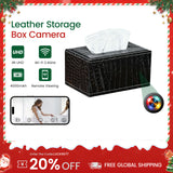 Eleganter Leder-Taschentuchhalter mit 1080P WiFi-Kamera und Bewegungserkennung