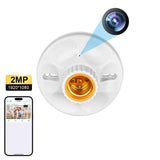 E27 WiFi spy camera bulb base with hidden pinhole lens and smartphone app for remote viewing.