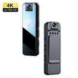 Compact 4K ultra HD mini camera with rotatable lens and control buttons, ideal for discreet home surveillance.