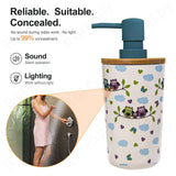 Push-pump bottle spy camera with silent operation and no lights for discreet recording.