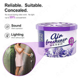 Ultra-discreet air freshener with silent operation and 99% concealment for surveillance use.