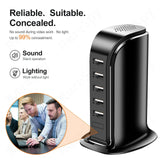 5-Port USB charging tower spy cam offering silent operation and concealed design, ideal for discreet video monitoring.