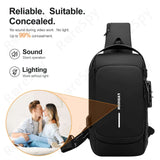 Sleek black backpack featuring a concealed 1080P camera, highlighting silent operation and no light detection for covert surveillance.