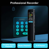 Professional Smart Voice Recorder with display for variable speed and music playback features.