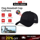 1080P WiFi Flag Baseball Cap Camera with Remote Access and Motion Sensing