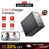 24/7 Non-Stop! 1080P Black Light Full-Color Night Vision Hidden Plug WiFi Camera & [64GB/128GB] Storage