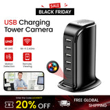 1080P USB Charging Tower Camera with Motion Sensing & 24/7 Loop Recording
