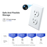 American-style wall outlet with hidden camera features, TF card storage options, and flexible recording durations.