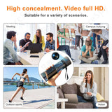 Image showcasing a water bottle with a hidden 1080P WiFi camera, suitable for meetings, outdoor sports, and indoor use.