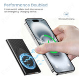 4K HD Spy Camera Power Bank with Wireless Charging & WiFi Remote View - AI Motion Detection for Pet/Nanny Monitoring