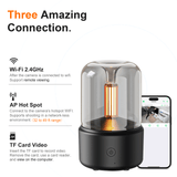 WiFi hidden camera candle diffuser with remote viewing, AP hotspot, and TF card video features.