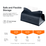 Luxury tissue box with flexible TF card storage options for hidden camera surveillance.