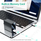 Built-in memory card with TF card storage for 128GB capacity, connected to a laptop.