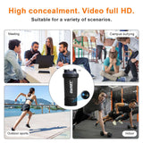 Protein shaker bottle with hidden camera for discreet surveillance in various settings including meetings and gyms.