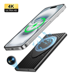 4K HD Spy Camera Power Bank with Wireless Charging & WiFi Remote View - AI Motion Detection for Pet/Nanny Monitoring