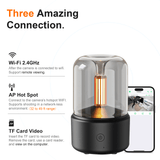 WiFi hidden camera candle diffuser with remote viewing, AP hotspot, and TF card video features.